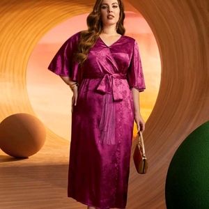 Fushia kimono style silk dress